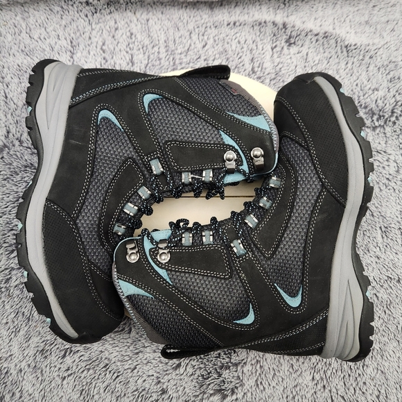 L.L. Bean Womens Tek 2.0 Winter Boots 8.5 M Black Blue Suede/ Mesh Primaloft 8" - Picture 6 of 9